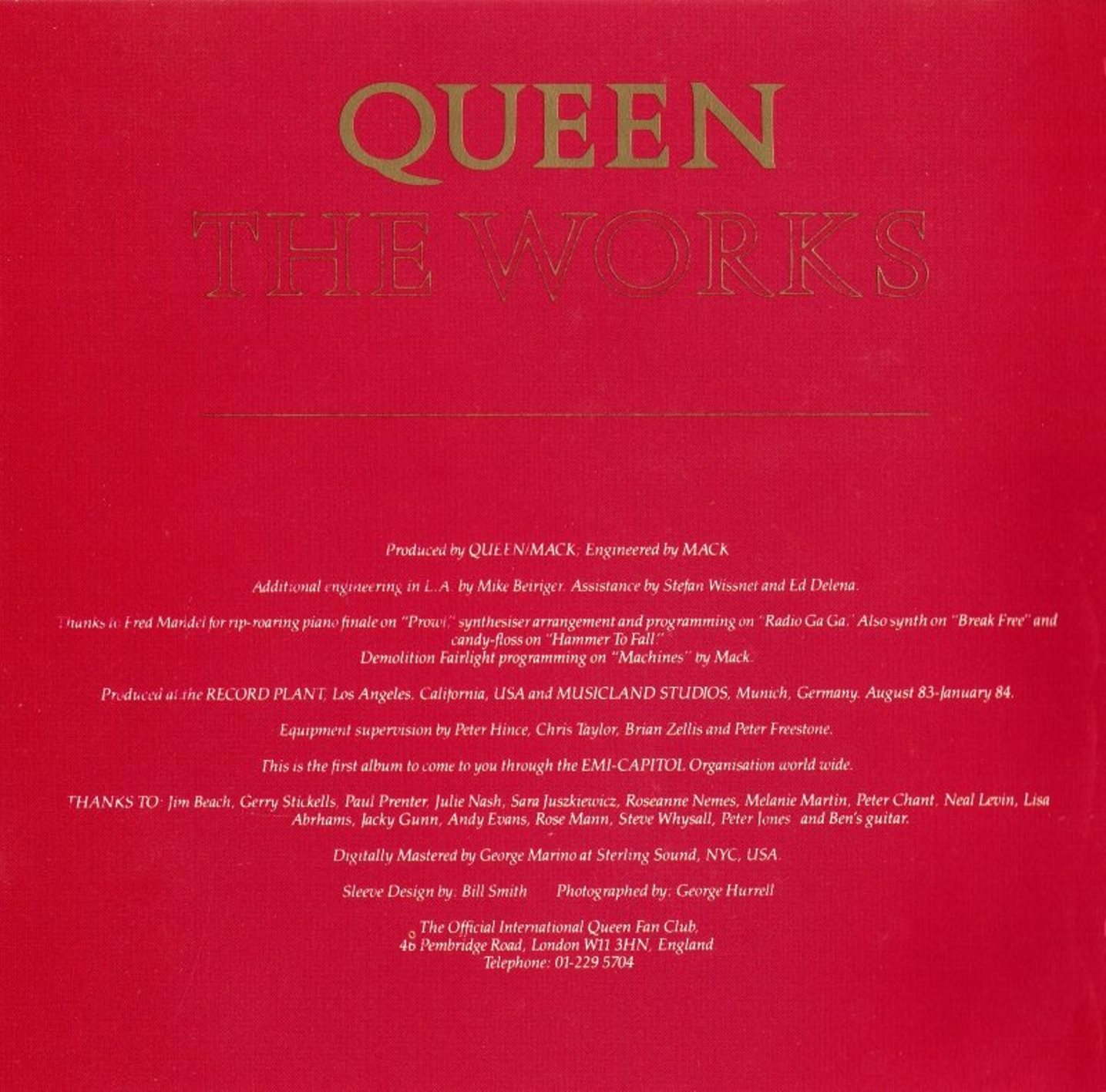 Queen  The Works : Front + Inlay